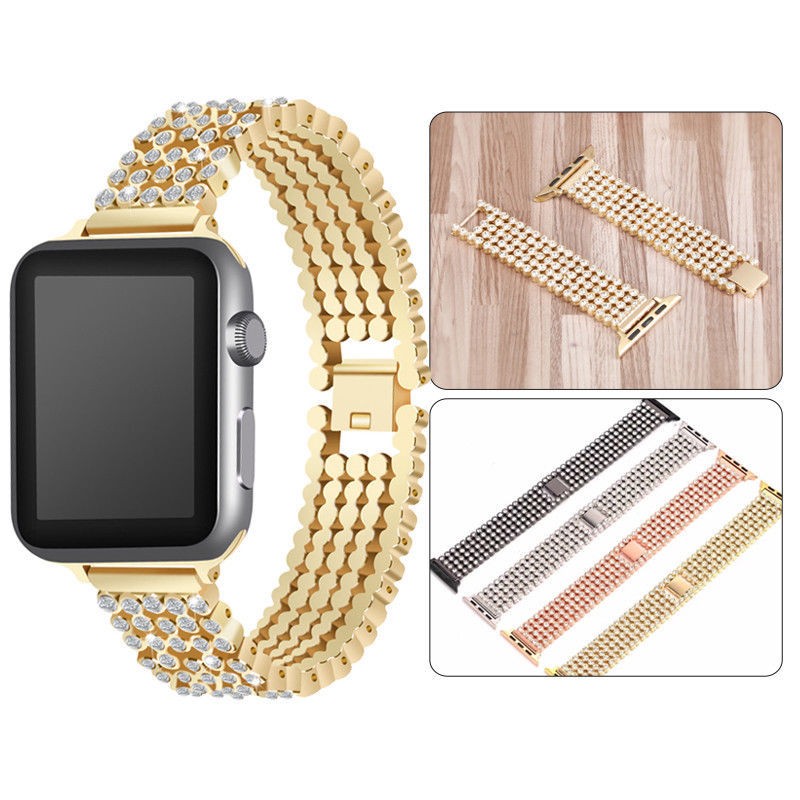 41mm Stainless Steel Diamond Strap for Apple Watch 7 45mm 44mm 42mm Metal Watchband for iwatch 7 6 5 Se Bracelet Wristband 38mm