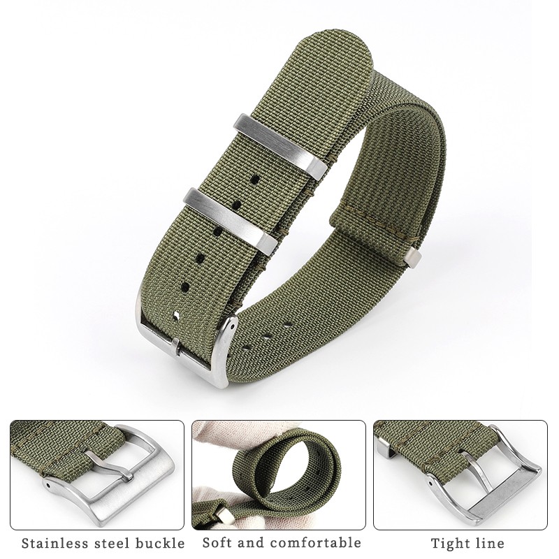 New Ribbed NATO Strap Nylon Watch Band 20mm 22mm Braid Ballistic Fabric Watch Strap Military Watch Band Watch Accessories