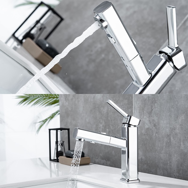 DQOK Bathroom Basin Faucets Basin Mixer Sink Faucet Pull Out Bathroom Water Mixer Chrome Brass Modern Washbasin Faucets Black