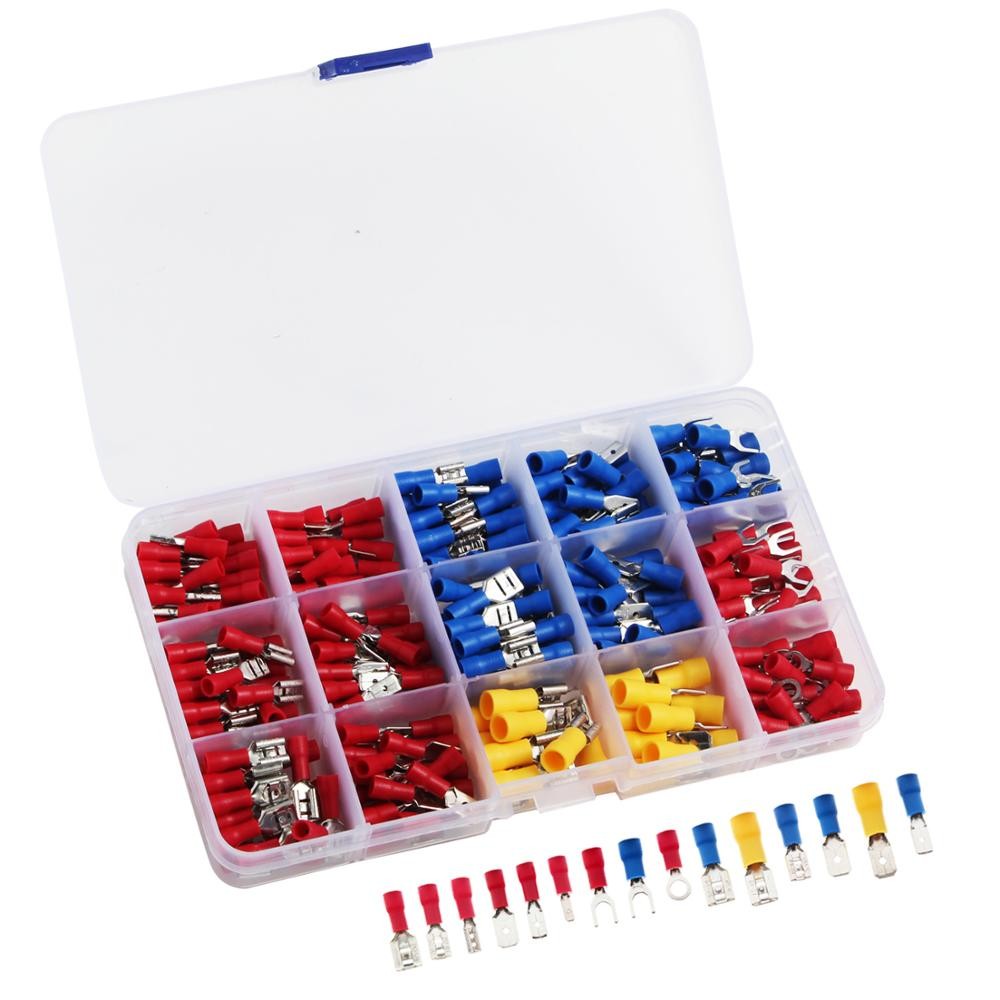 280pcs/set Cable Lugs Assortment Kit Flat Wire Female and Male Insulated Electrical Wire Connectors Cable Terminals Crimp Terminal Set Kit