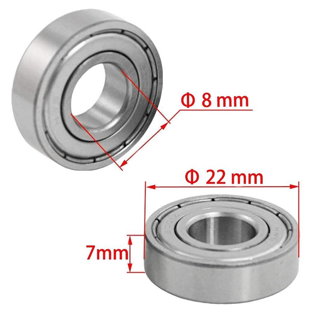 20pcs Multifunction 608ZZ Ball Bearings Carbon Steel Single Row 8x22x7mm ABEC-7 Deep Groove Miniature Bearings Replacement