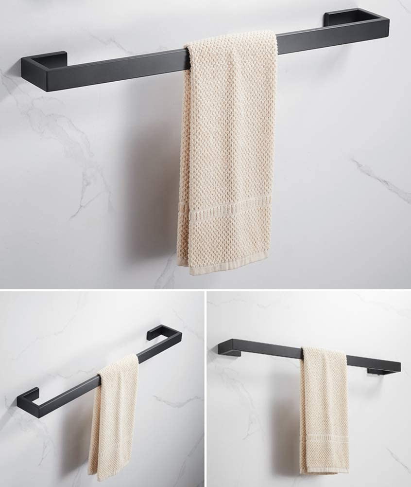 TAICUTE 4 Pack Bathroom Accessories Set Towel Bar Clothes Hook Toilet Paper Holder Wall Mount Stainless Steel Shower Hardware, Black