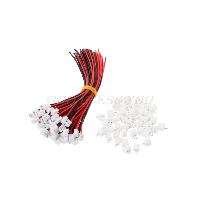 50 Sets Mini Micro JST 2.0 PH 2-pin Connector Plug With Wire Cables 120mm 26AWG Drop Shipping