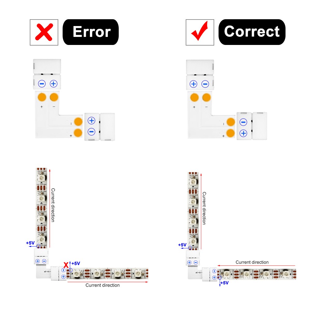 Led strip connector 2pin 3pin 4pin 5pin 10/12mm width L/T/X shape corner welding for WS2811 WS2812B 3528 5050 RGB LED light