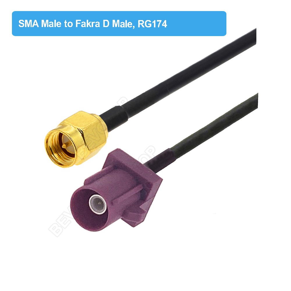 RAL4004 Male/Female Fakra D to SMA Male Right Angle RG174 Cable Adapter GSM Antenna Extension Cord RF Coaxial Pigtail Jumper