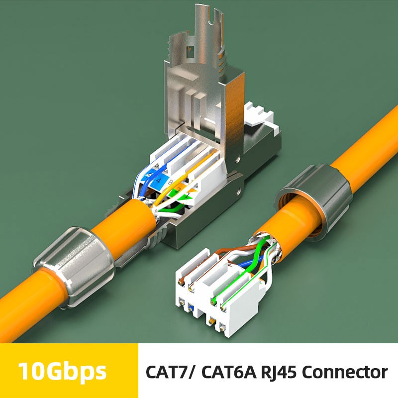 ZoeRax RJ45 8P8C STP Shielded Field Connector - RJ45 Termination Plug for Cat.6/6A/7 23AWG Solid Cable Installation