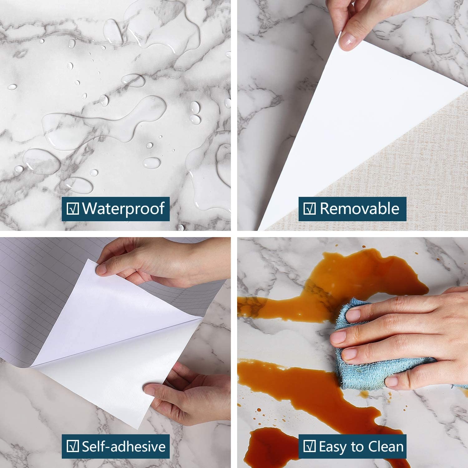 40/60/80cm Width Marble Wallpaper PVC Self Adhesive Roll Kitchen Waterproof Oil-proof Wall Stickers Easy to Remove Upgrade