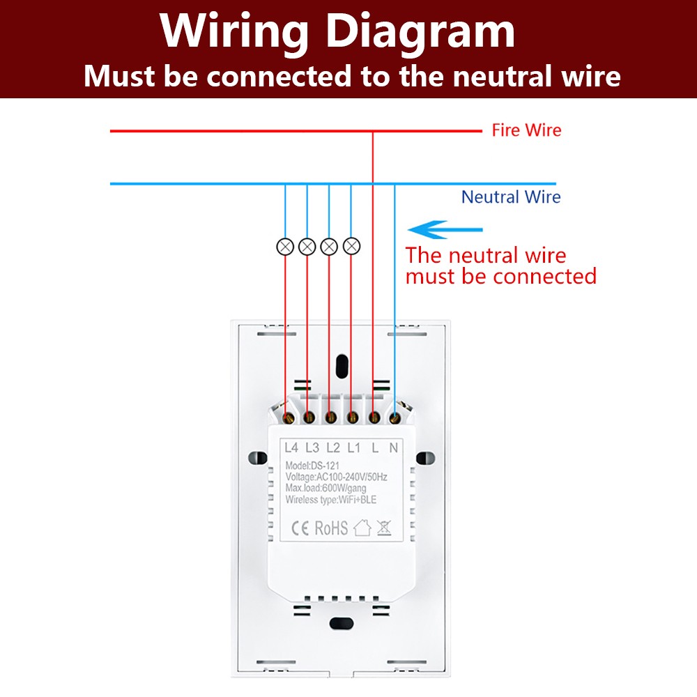 Tuya Smart Wifi Switch With Touch Life Smart Switch EU/UK/US/Brazil 220V Standard With Alexa Google Home Need Neutral