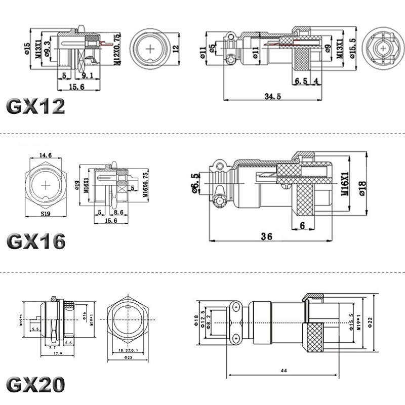 YIDI 5/10 Set GX12 GX16 GX20 2 3 4 5 6 7 8 9 10 12 14 15 Pin Male Female Lc Cable Pilot Flight Circular Connector Plug Socket