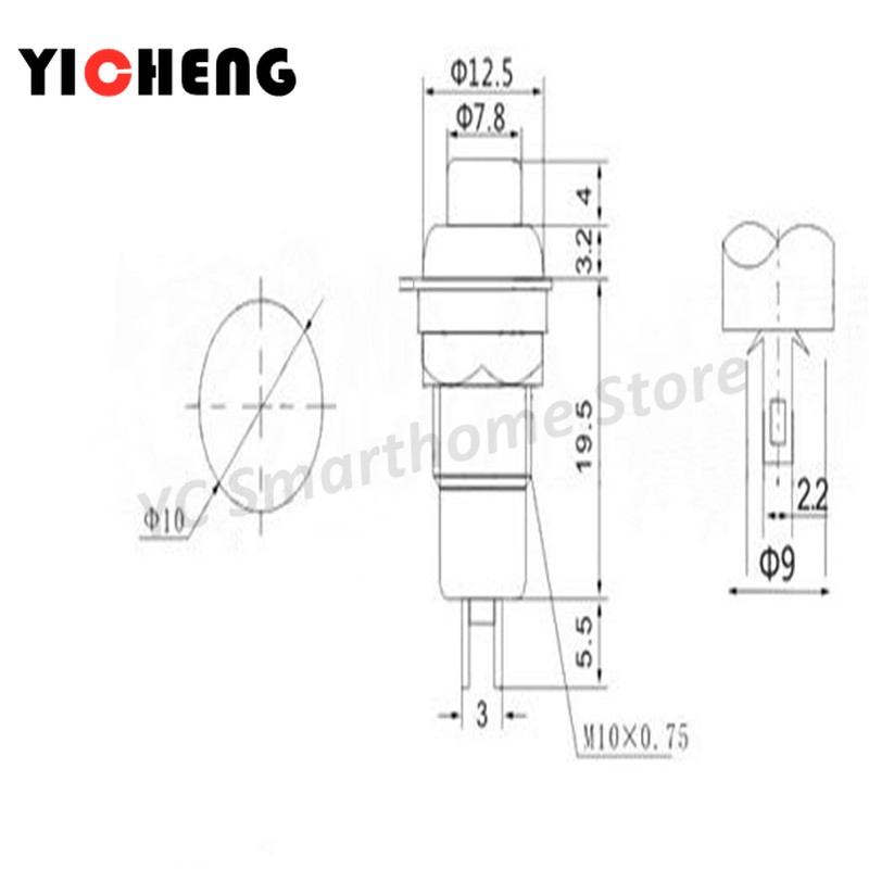 6pcs DS-211 DS-213 Push Button Switch 10mm Momentary/Self-Lock Round Button Switch DS211 DS213 Miniature