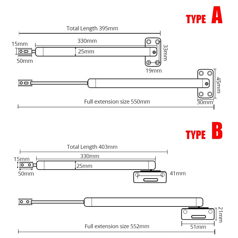 KAK-Automatic Door Closer, Aluminum Alloy, 60KG, Adjustable Gas Spring, 110 Degree, Stop