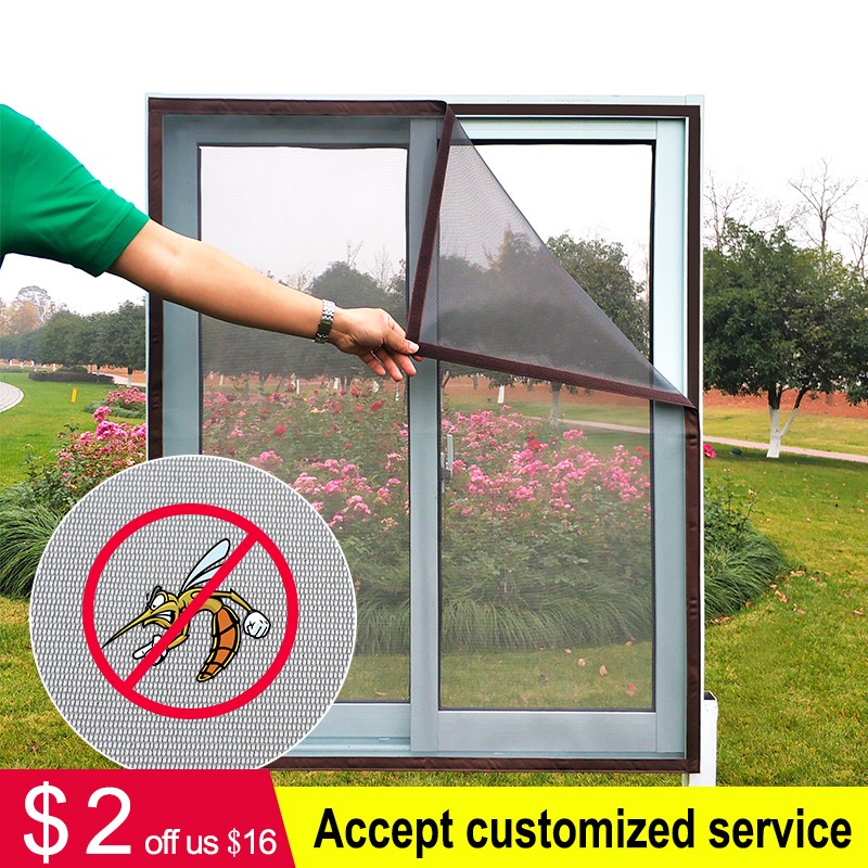 Inset window screen mesh, air tulle adjustable summer invisible anti mosquito net fiberglass removable washable customize screen