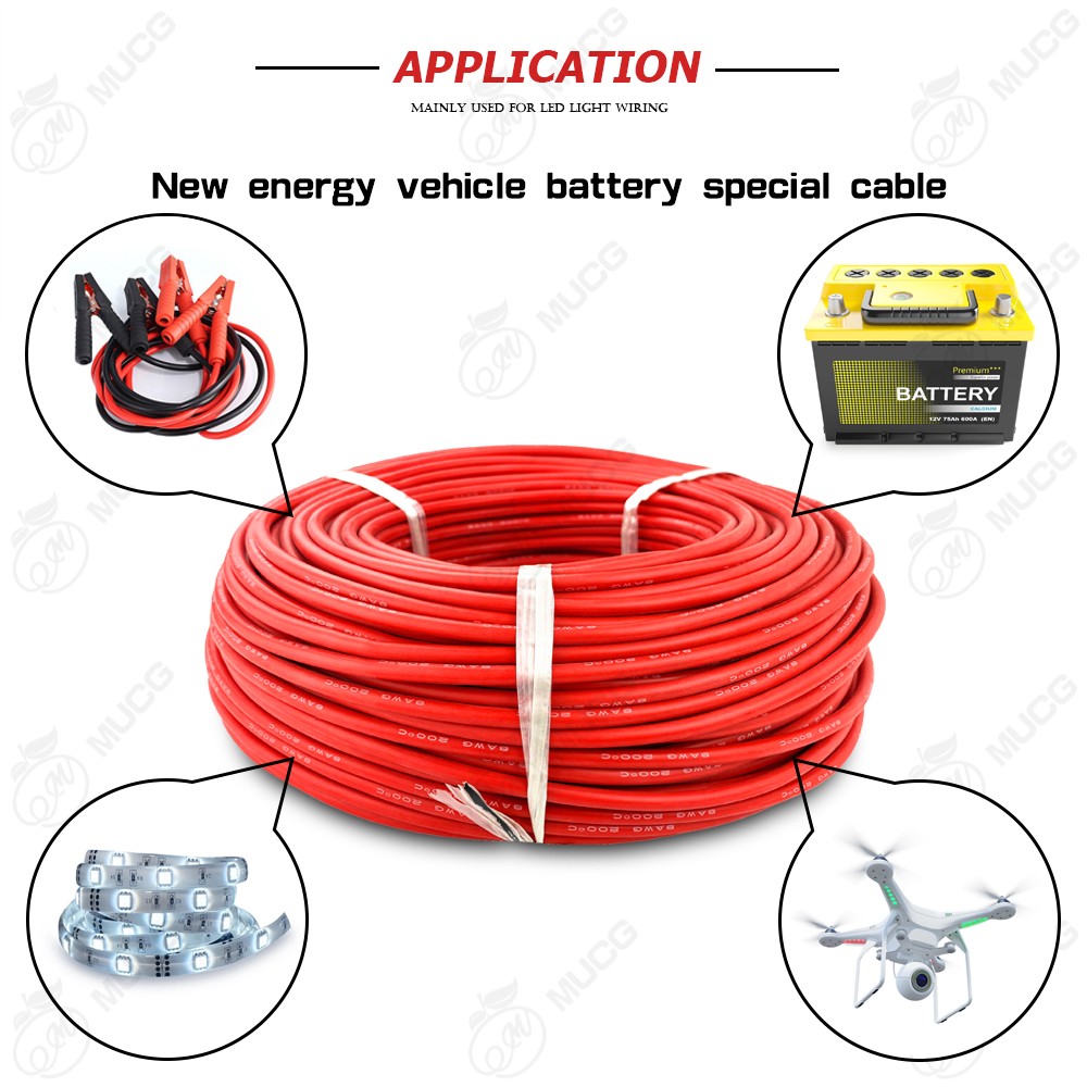 Silicone Cable Red Black Wire Car Battery Jump Wire Automotive Wire Cable 10awg 8awg 6awg 4awg 2awg 18 16 14 12 10 8 6 awg