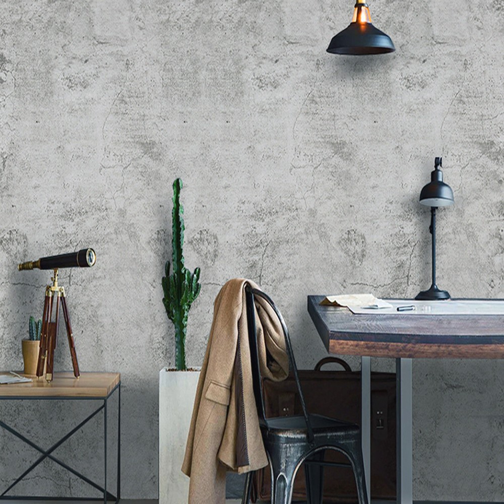 Cement self-adhesive wallpaper bedroom decoration clothing store gray Nordic industrial wind for modern wall decoration