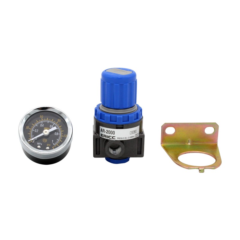 AR2000 1/4'' Mini Pneumatic Air Pressure Relief Control Compressor Regulator Treatment Units Valve Gauge Fitting