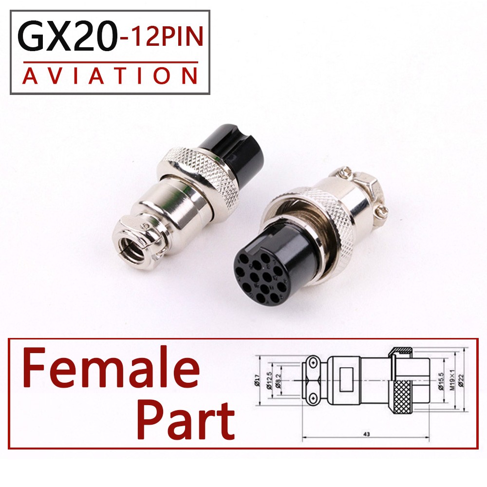 10pcs High Quality GX20 2/3/4/5/6/7/8/9/10/12/15 Pin Female 20mm Round Wire Flight Board Connector Socket Industrial Socket