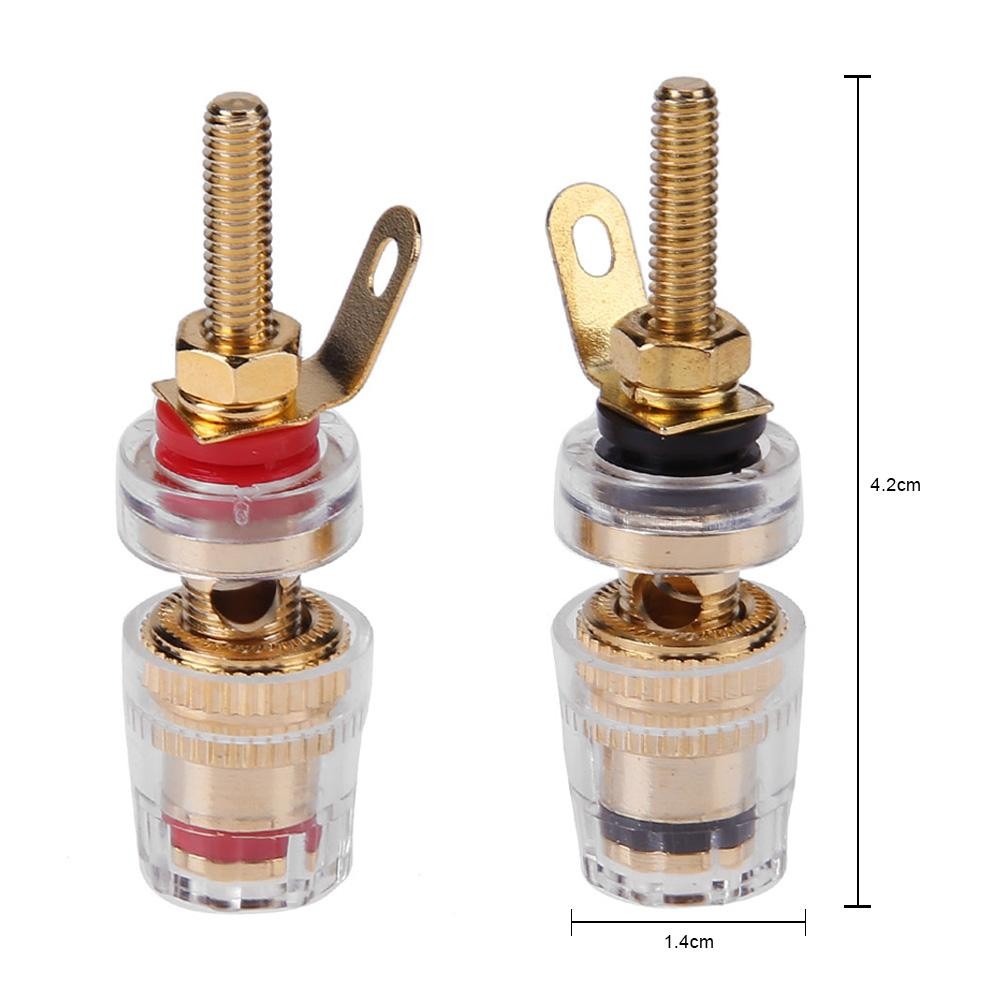 2pcs amplifier gold-plated speaker binding posts oxidation resistance brass terminal with transparent shell for banana plug 4mm