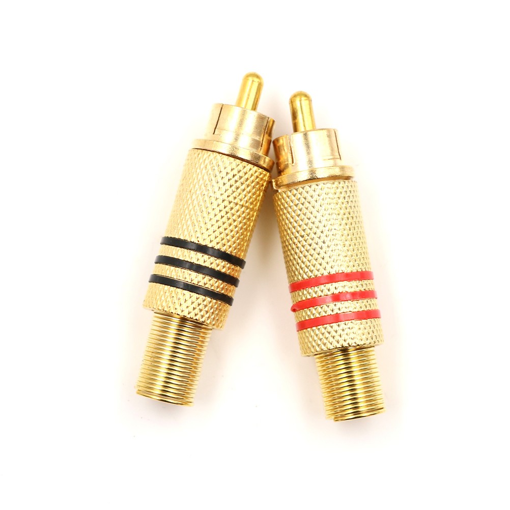 10pcs DIY Parts Gold Red Black Metal Spring RCA Male Connector Jack Plug AV Plugs for Computer Audio Video Soldering