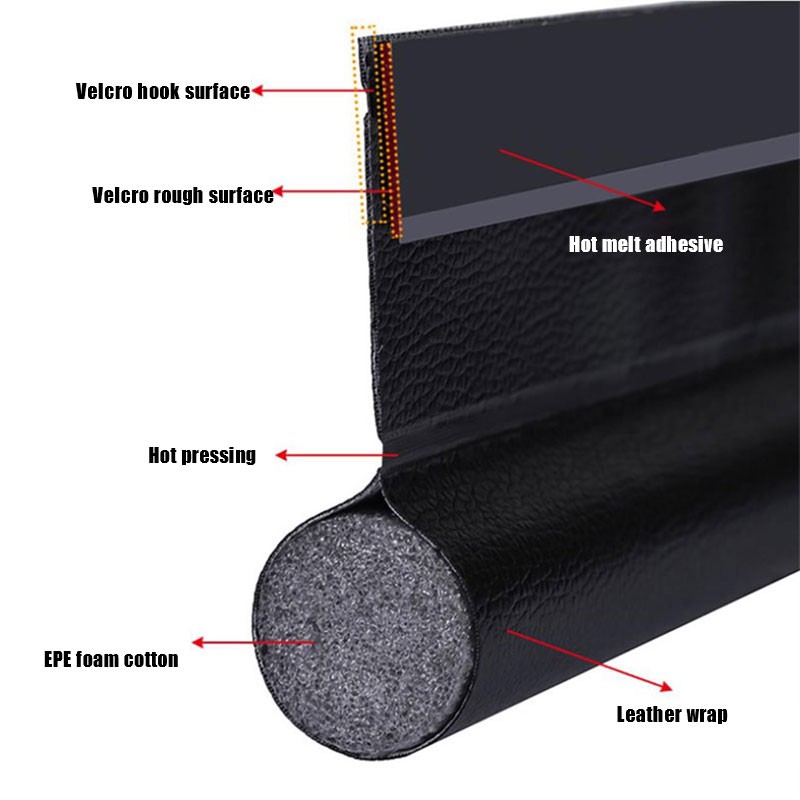 Heavy Duty Single Sided PU Leather Door Sweep for Door Bottom Seal Dust Noise Insulation Weather Stripping Draft Guard