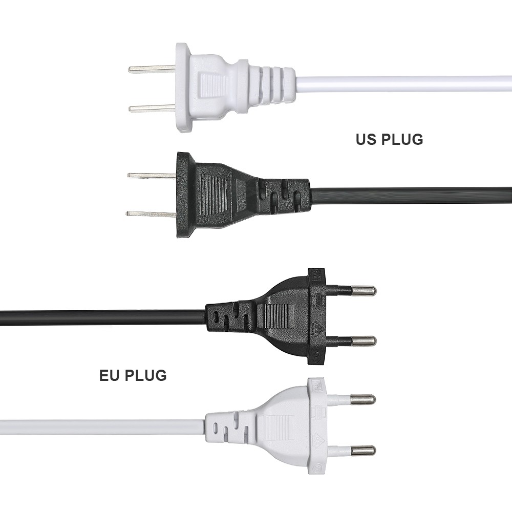 High Quality Power Cord 2.4m Switch Plug Cord Two Pin Plug Cable Extension Cord American Adapter Black and White LED Light Cord