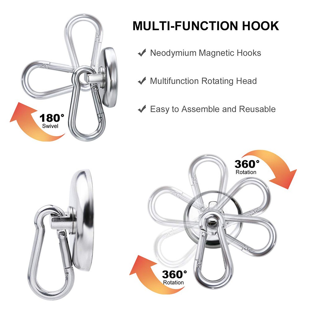 4pcs Strong Magnetic Hook Wall Mounted Hanger Hook Carabiner Heavy Magnetic Hook Kitchen Cabinet Home Storage Tools Ye-hot