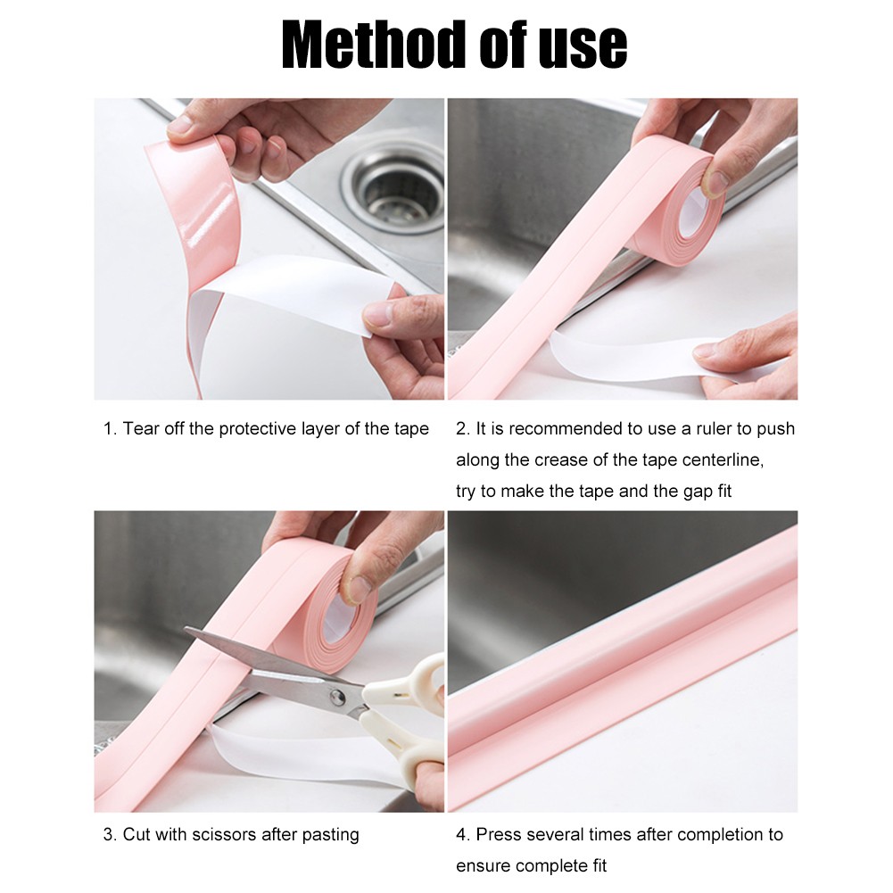 Self-adhesive Waterproof Wall Sticker Sink Edge Tape for Bathroom Kitchen Shower Sink Bath Sealing Long Strip Light Caulk Strip