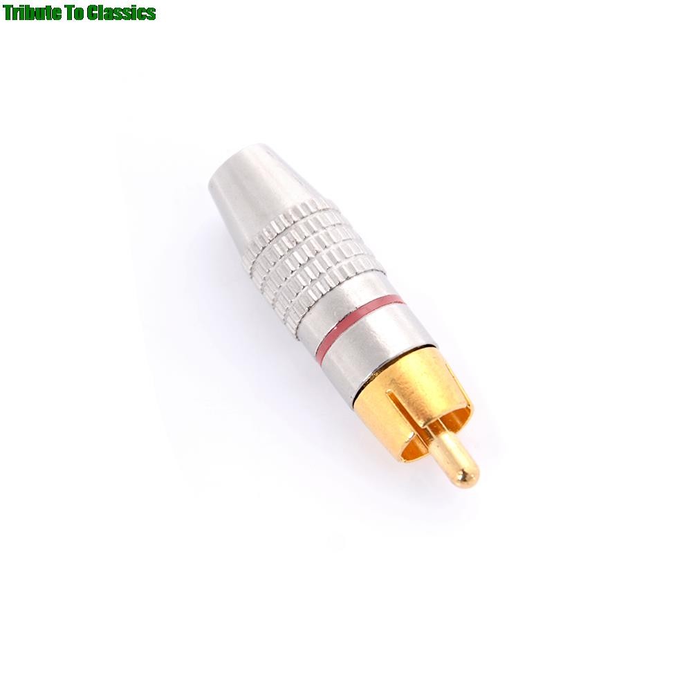 2pcs/set Gold RCA Plug Solder Audio Video Converter Connector Male to Male Adapter