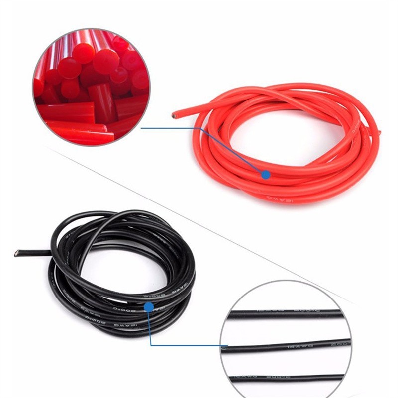 Red and Black Silicone Wire Flexible Wire Soft Two Colors Wire Tinned Copper Silicone Cable 26 24 22 20 18 17 15 14 16AWG