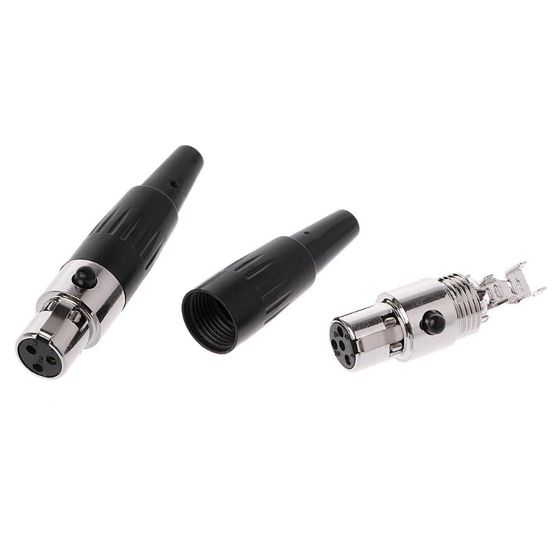 1pc High Quality Mini XLR 3 4 Pin Female Plug Small XLR Audio Microphone Connector For MIC Soldering Straight