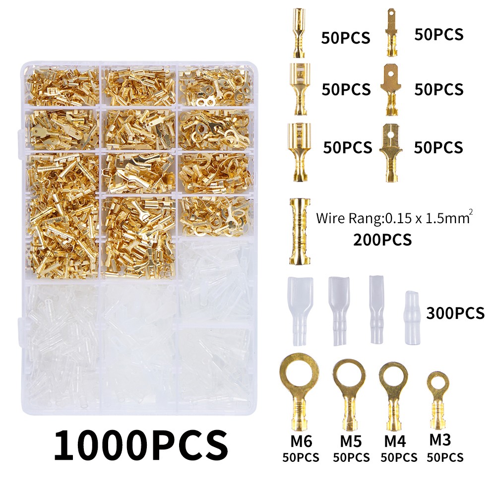 Insulated Box Wire Positive Negative Conductor 2.8/4.8/6.3mm Crimp Terminal Electrical Spade Connectors Assorted Kit