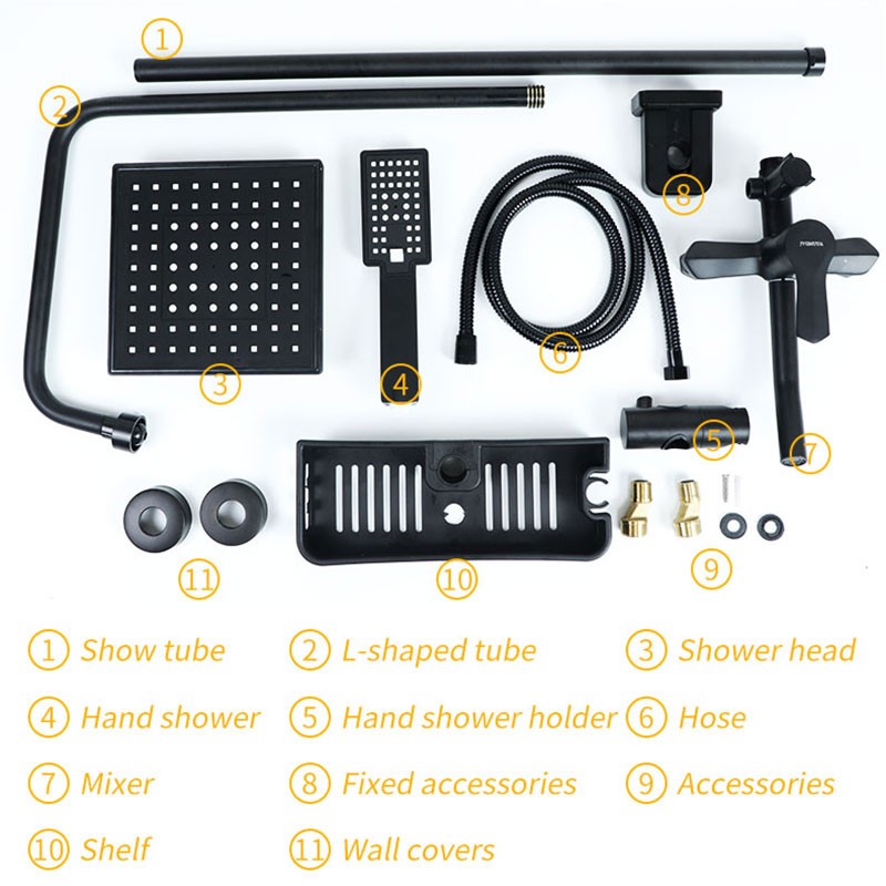 Bathroom Faucet Matt Black Shower Wall Mounted Bath Mixer Bathtub Tap Shower Faucet Cold Hot Water Control Shower Set Mixer