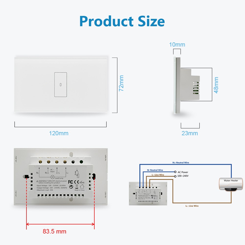 Tuya Smart Life WiFi Boiler Water Heater Switch New 4400W,App Timer Sechdule ON OFF,Voice Control Google Home,Alexa Echo Point