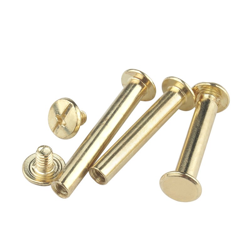 5-20 Set Copper Plated Flat Head Pair Lock Screw Sample Booklet Female Rivet Account Book Nail Photo Album Menu Butt Nut Screws