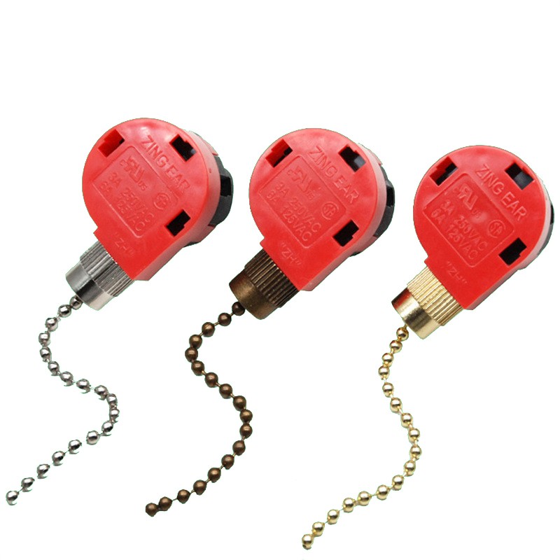 Red Ceiling Fan Switch 3 Speed ​​4 Wire ZE-268S6 Fan Pull Chain Switch Replacement Speed ​​Control Switch