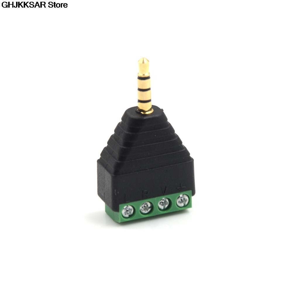 1pc Video AV Balun 3.5mm 4 Pole Stereo Male to AV Screw Terminal Stereo Jack 3.5mm Male 4 Pin Terminal Block Plug Connector