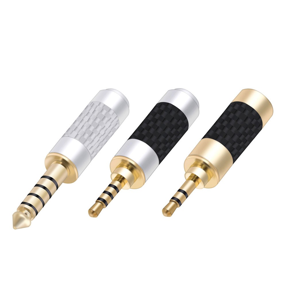 4pcs carbon fiber 2.5mm 3 pole 4 pole stereo male plug right angle 4.4mm 5 pole jack connector