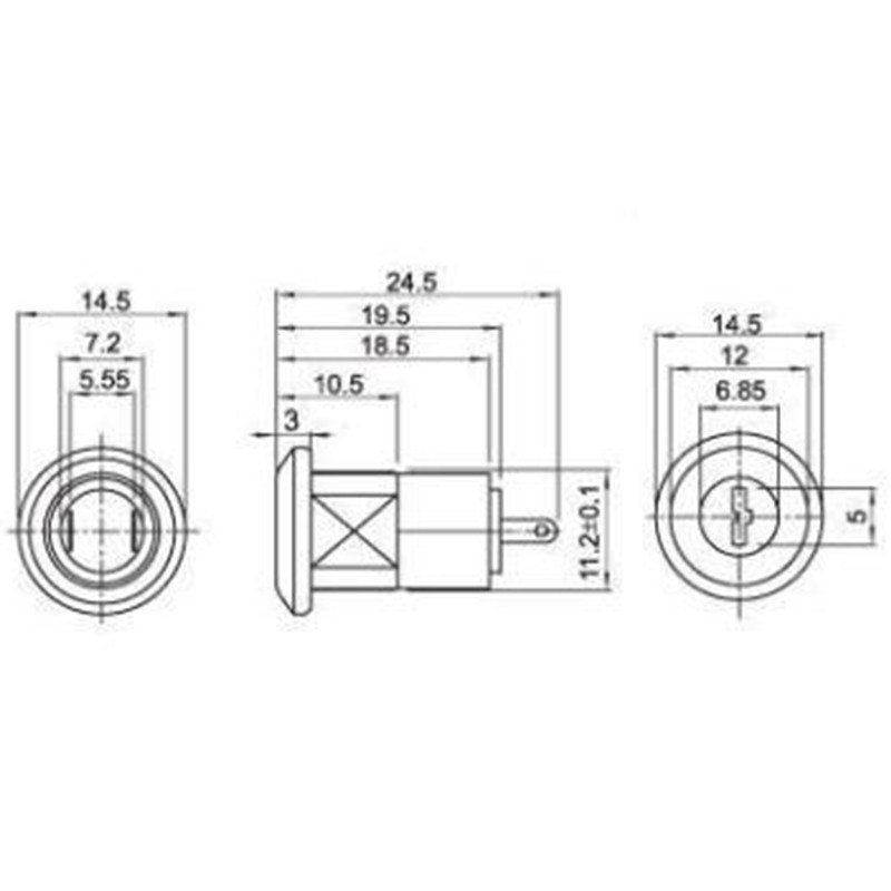 5pcs Key Switch On/Off Lock Switch KS-02