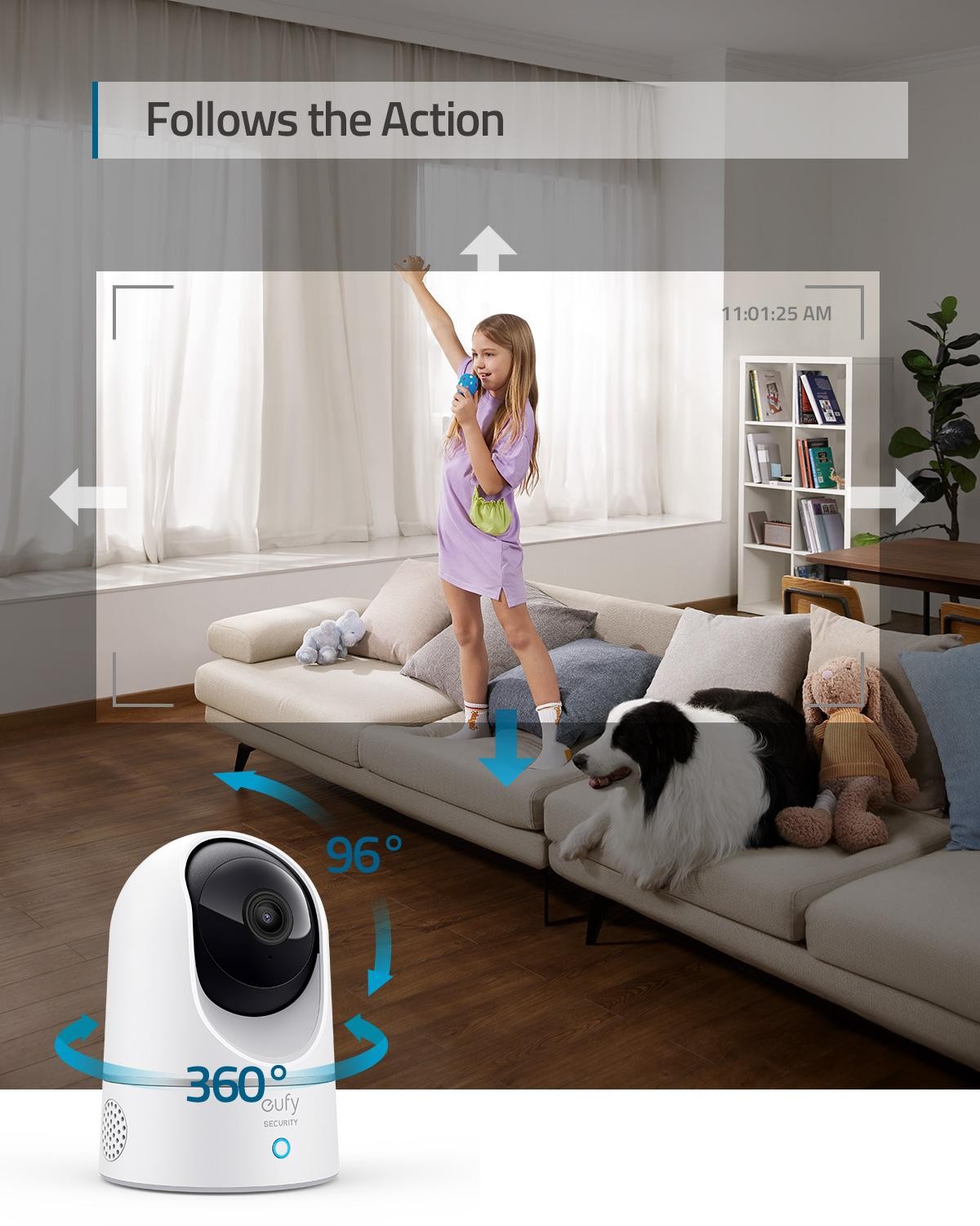 Eufy Security 2K Pan and Tilt Indoor Camera, Plug-in Security Indoor Camera with WiFi, Human and Pet AI, Voice Assistant Compatibility