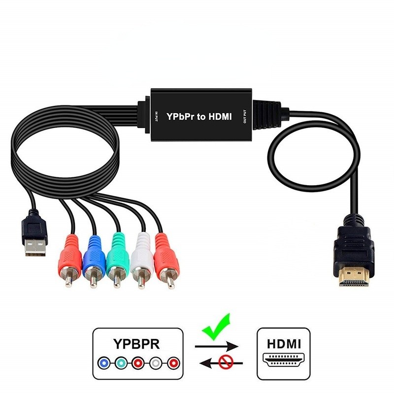 HDMI-Compatible YPBPR Converter Adapter 5RCA RGB Support 1080P Color Difference to RGB Converter 2M Converter Cable