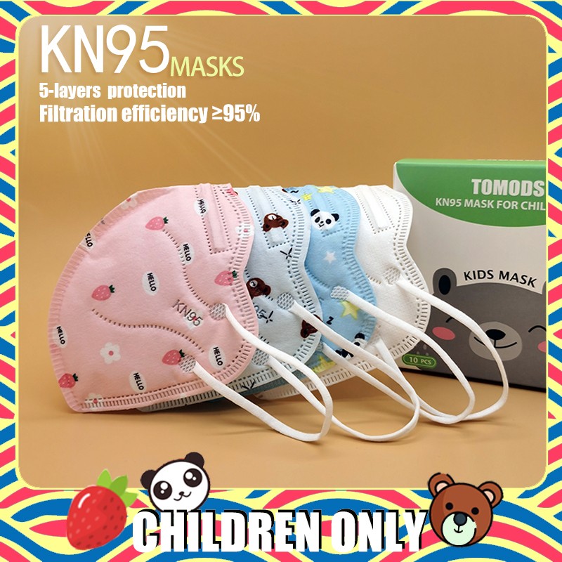 Cute Kids KN95 Mask 5 Layers Face Mask Respirator FFP2 Mascarillas Strawberry Panda KN95 Pocket Masks for Kids Boys Girls