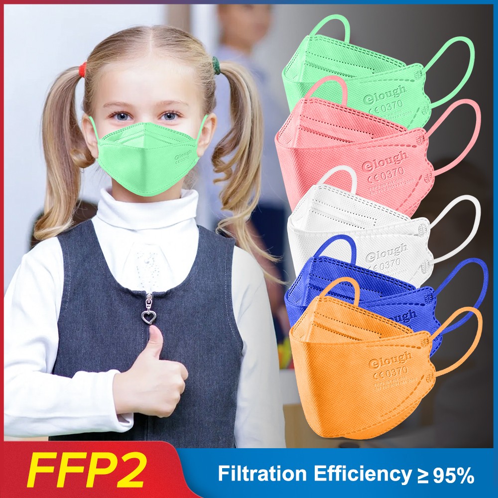 Elough KN95 Mascarillas Niños FFP 2 Fish Babies FPP2 Masks Resuable Mascarilla FFP2 Infantil Homologada 4 Layers FFP2Mask Kids