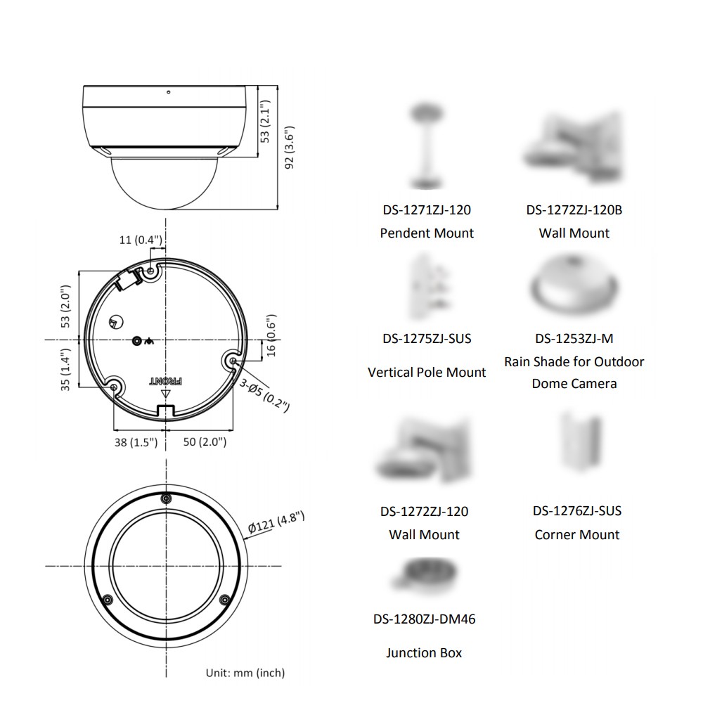 Hikvision Accosense DS-2CD2186G2-ISU PoE IP Dome Camera 2K 4MP SD Card Slot H.265 + Audio/Alarm I/O Event Face Detection Built-in Mic