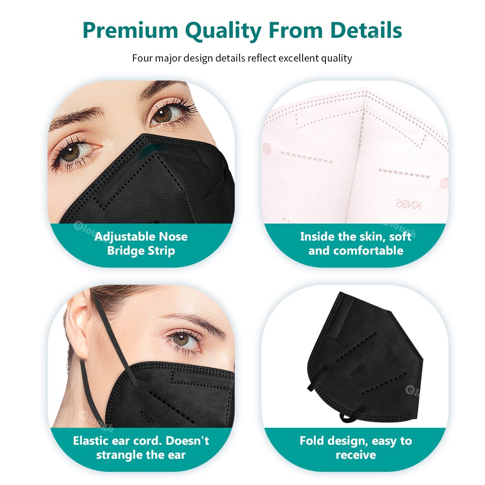 10-200pcs Mascarillas KN95 Certified 5 Layers Black KN95 Masks Colorful ffp2mascarilla Adult FP2 FPP2 Approved Mask FFP2