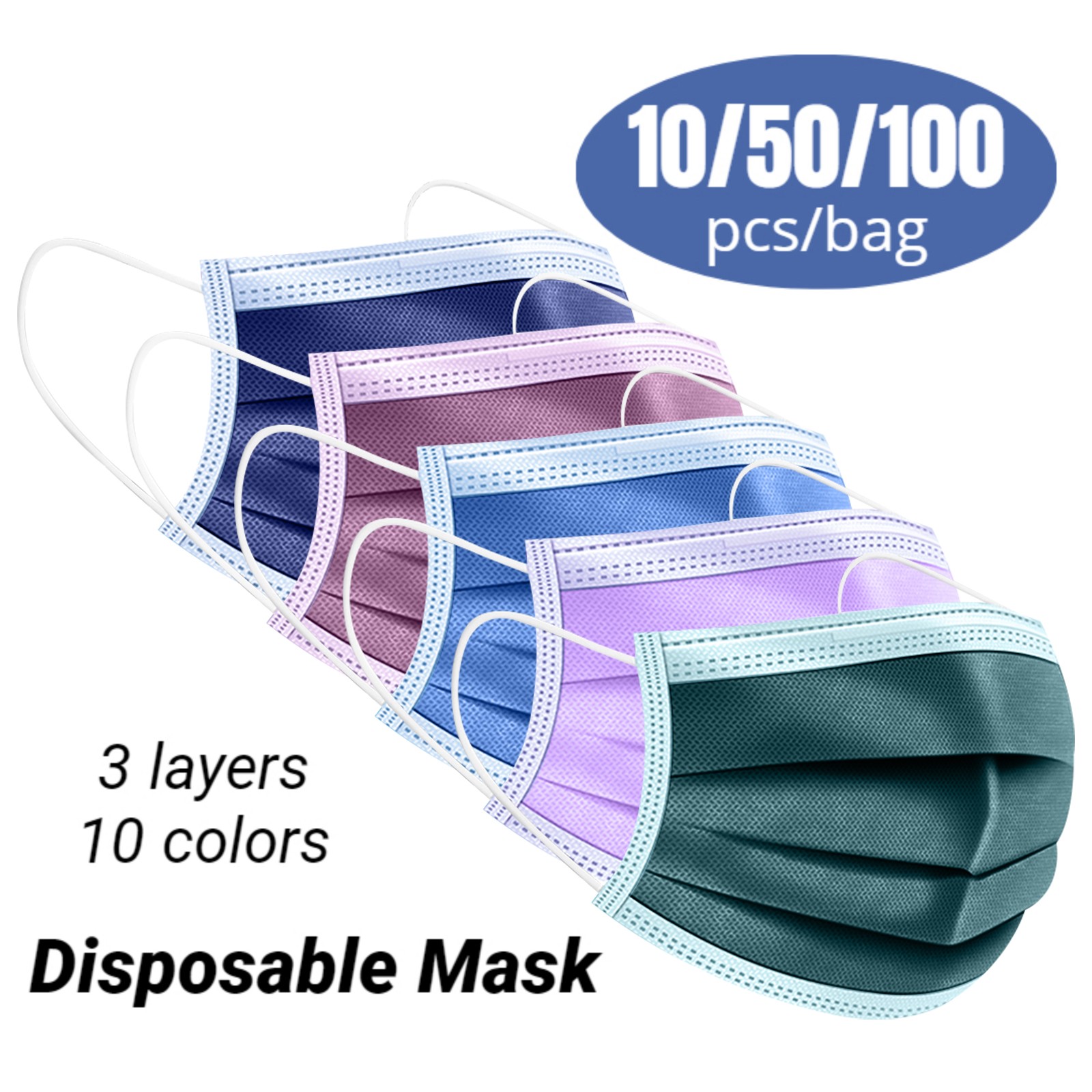 Adult Disposable Colorful Face Masks 3 Ply Mascarillas Quiurgicas Gay Anti Dust Non-woven Protection Mask Masque Noir