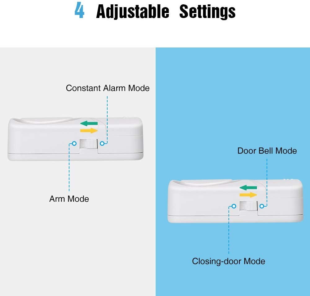 WSDCAM Wireless Window Door Burglar Sensor Alarm 4 Ways Open Door Detector Freezers Close Reminder Security Protection Alarm