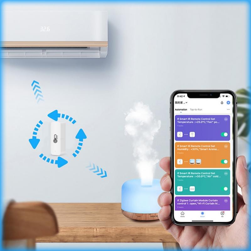 Aubess واي فاي مستشعر درجة الحرارة والرطوبة ترمومتر داخلي الرطوبة نظام إنذار أمان المنزل الذكي ل Tuya الحياة الذكية اليكسا
