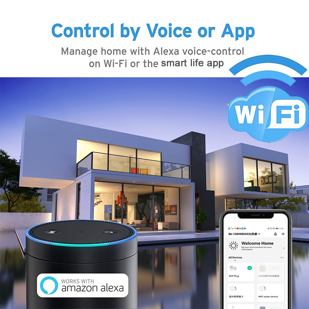 Haozee 3 in 1 WiFi Siren Connectivity with Temperature Humidity Sensor Tuya Smart Life Alexa Google Home