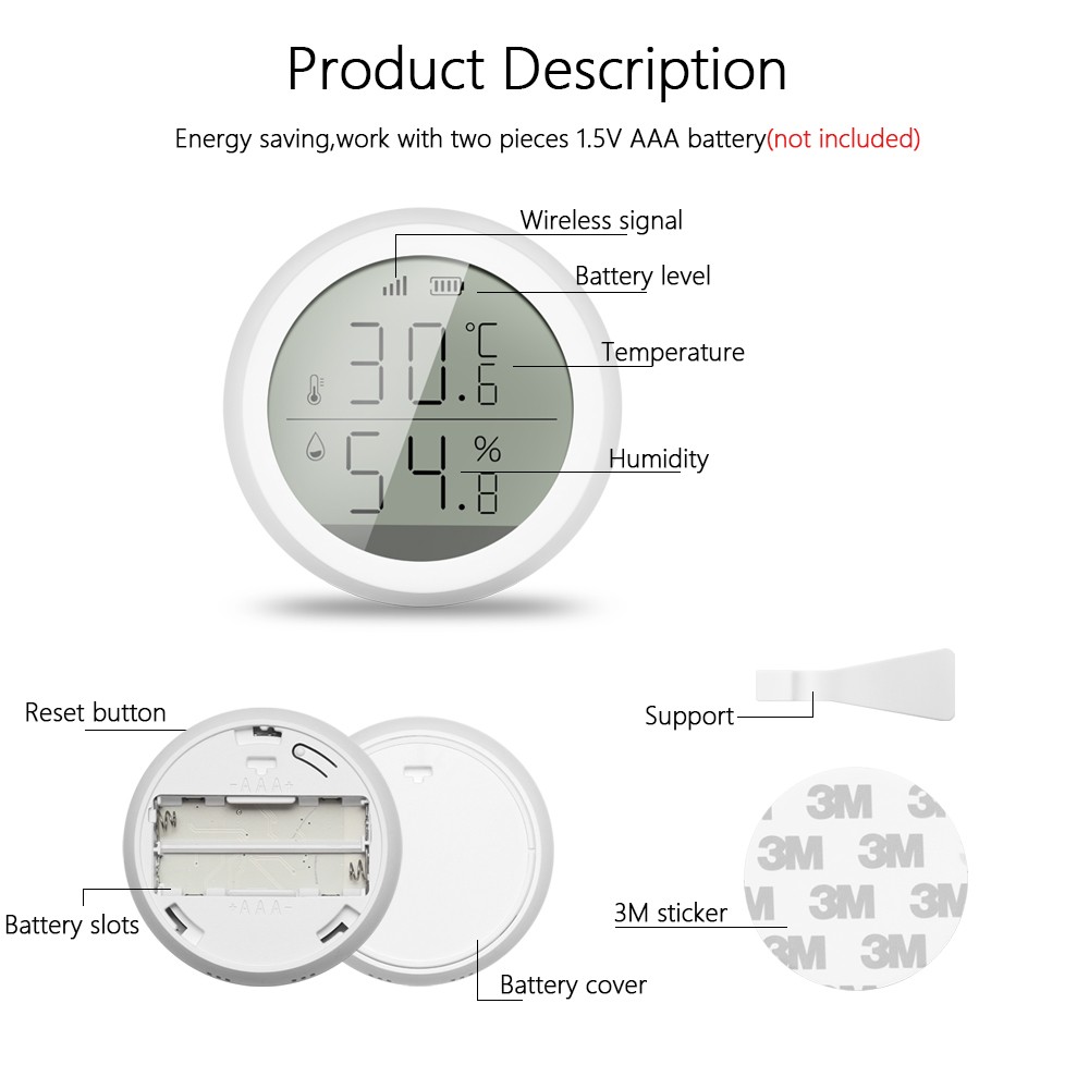 2022 Tuya ZigBee Temperature Humidity Sensor With LCD Display One Click Connect Home Automation Tuya Security Alarm