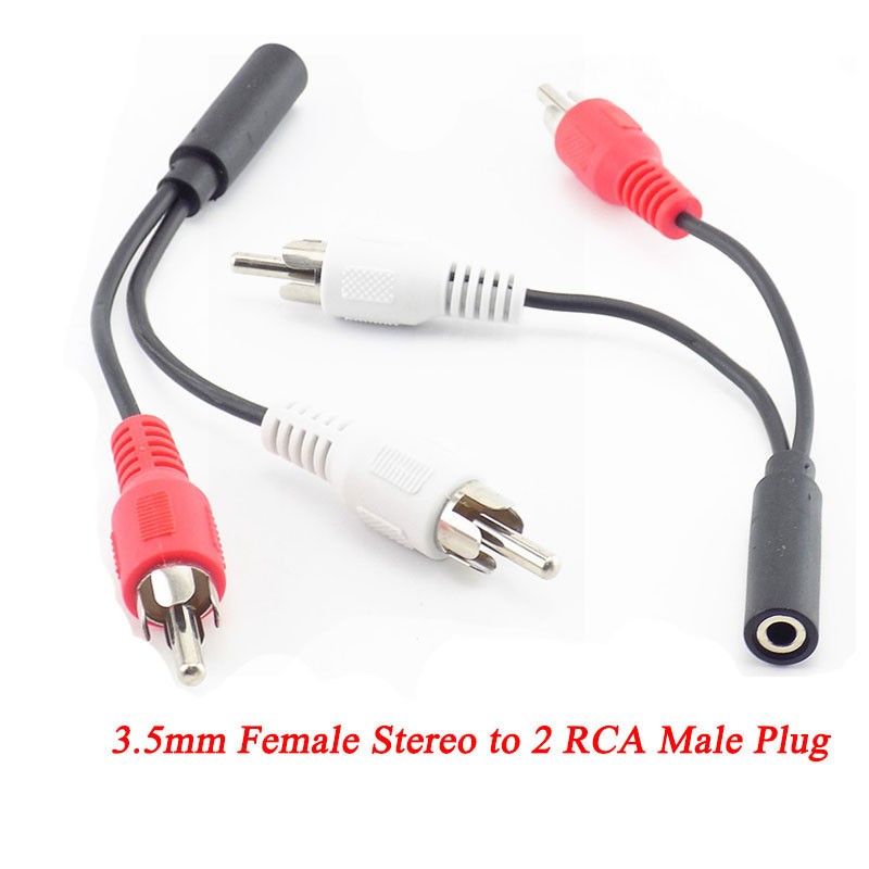 NEWCE 3.5mm RCA Female Connector Jack Stereo Cable Y Plug to 2 RCA Male Adapter 3.5 Audio aux Jack Connector to Headphone musi