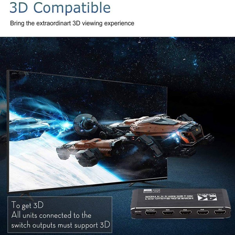 التبديل 5 منفذ HDMI-compati IR التحكم عن بعد التبديل 4 في 1 خارج الجلاد 4x1 محدد دعم 4K @ 30Hz الترا HD ثلاثية الأبعاد